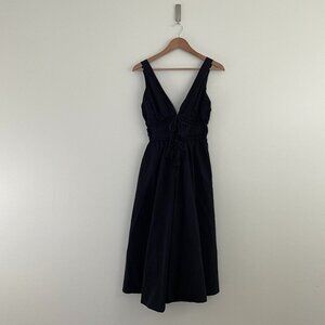Anthropologie Maeve Sleeveless V Neck Tie Waist Midi Dress Size Medium